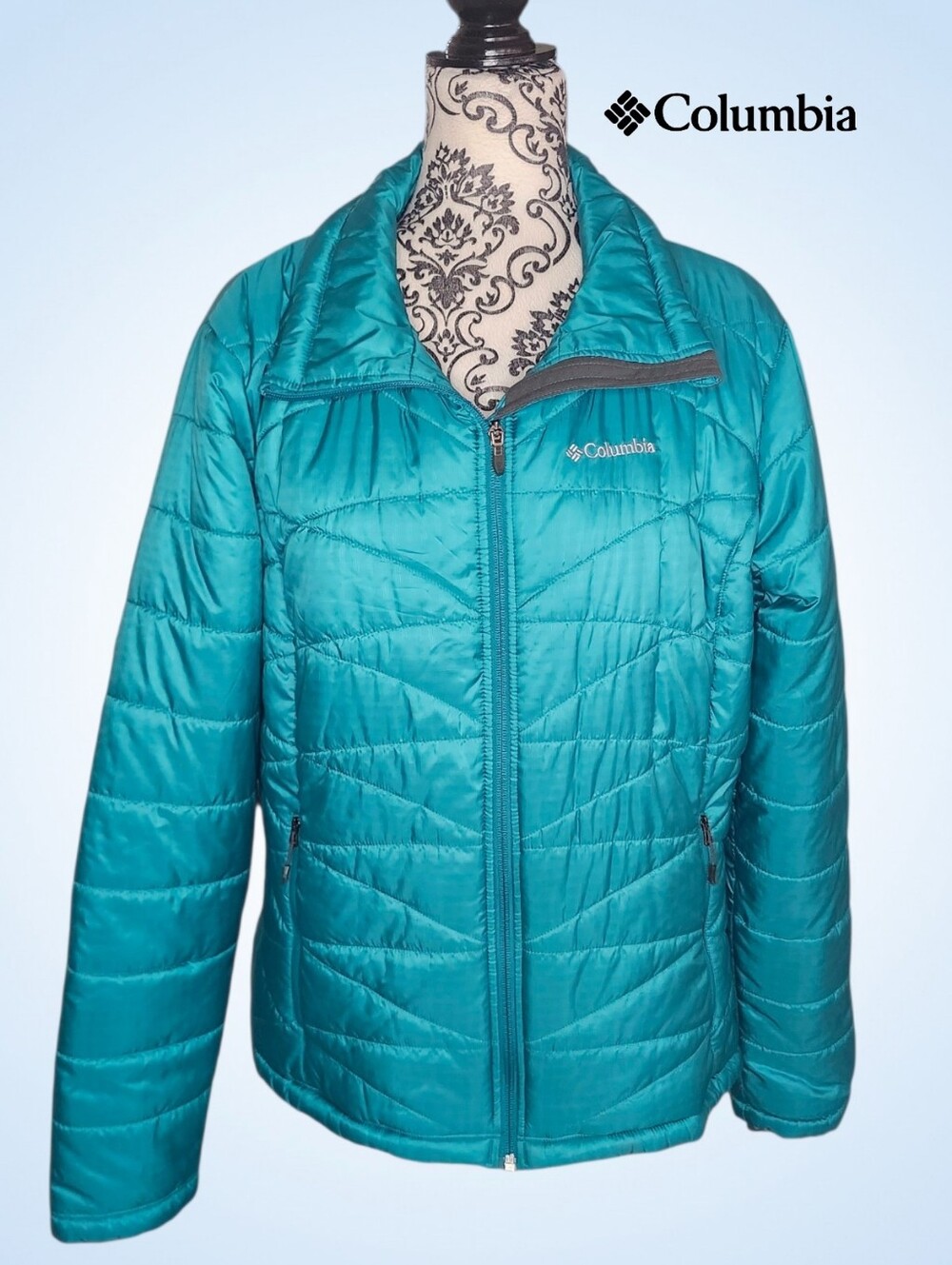 COLUMBIA Teal Quilted Packable Puffer Jacket - XLarge